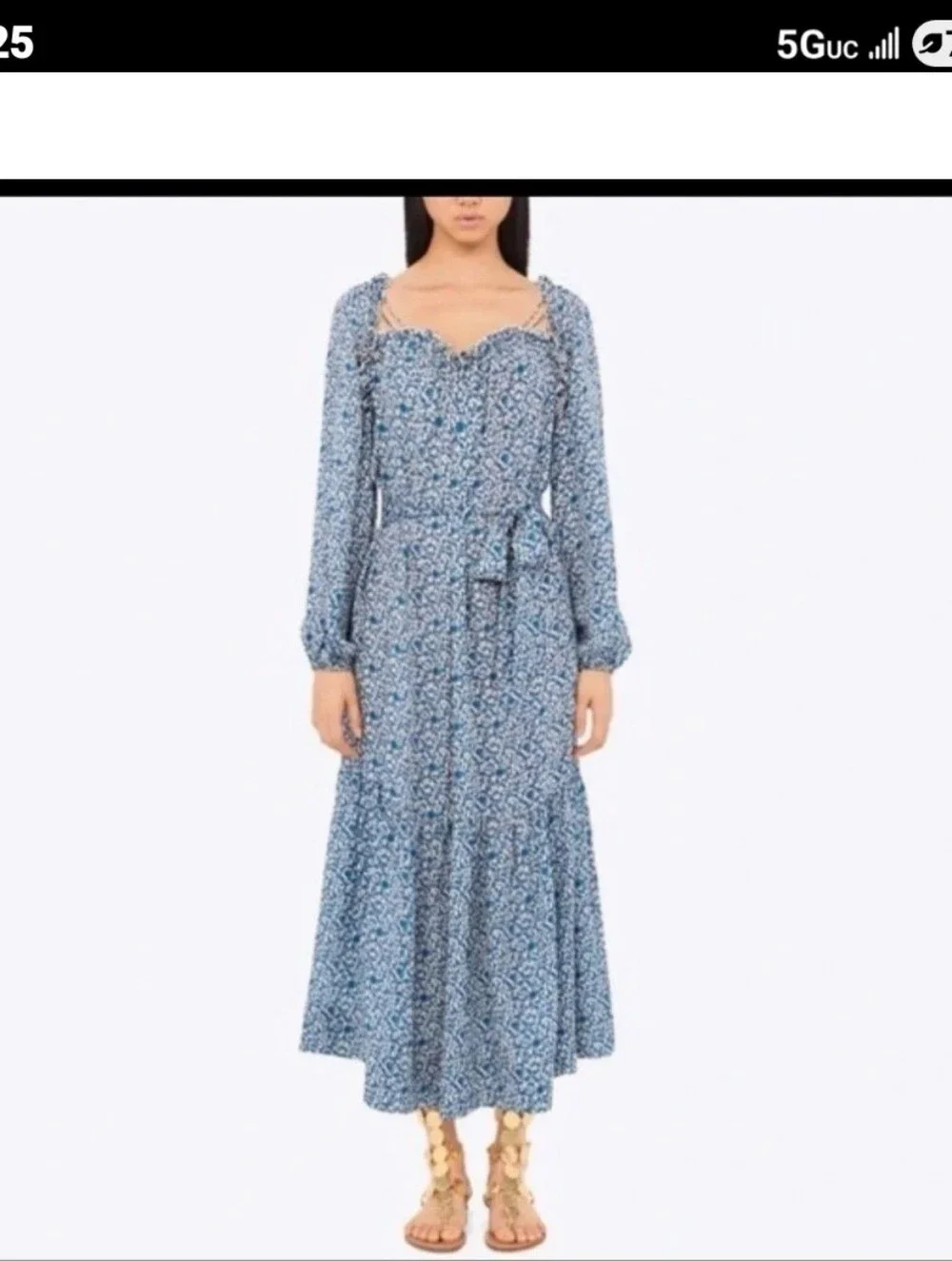 TORY BURCH GEORGETTE MAXI DRESS BLUE KEEPSAKE